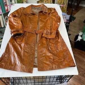Elie Tahari Leather Brown Trench Coat Very 70s